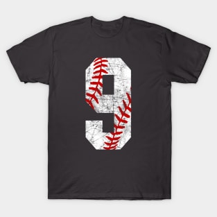 Vintage #9 Baseball Laces Baseball Mom Jersey Love Baseball T-shirt T-Shirt